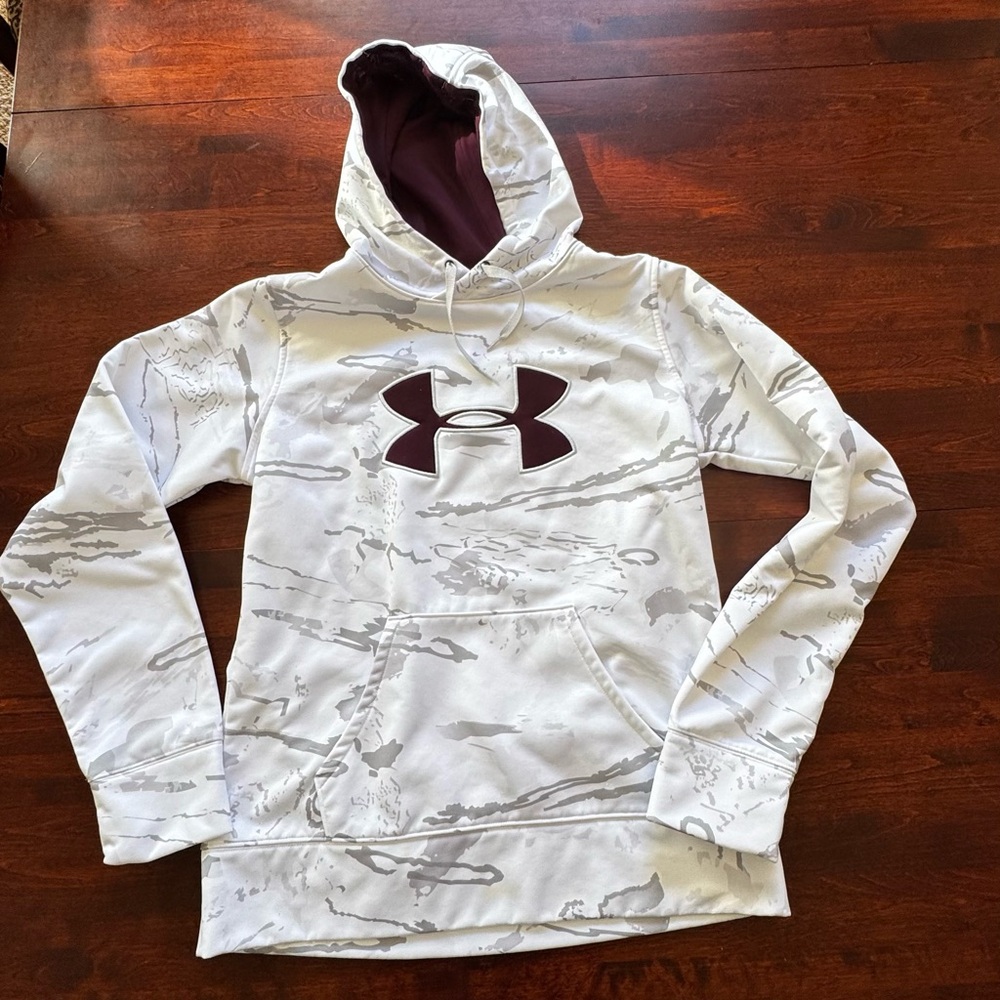 Under Armour White and Maroon Camo Hoodie